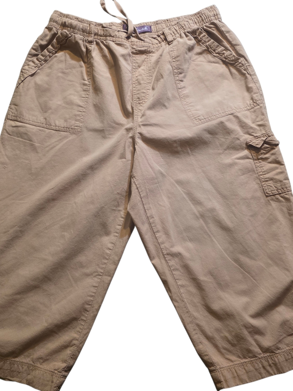 Gloria Vanderbilt Tan Drawstring Cargo Capris - Picture 2 of 9